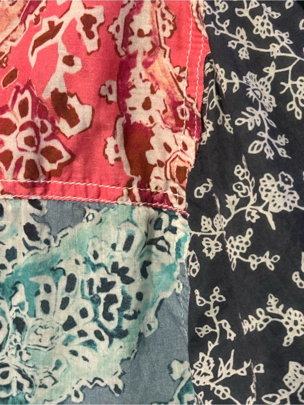 CINO Patchwork Paisley Button-Up Shirt XL 22” p2p Blue/Pink EUC - Picture 8 of 10